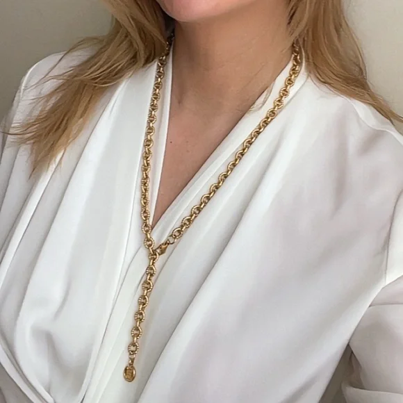 Vintage Givenchy Gold Lariat Adjustable Gold Chain Necklace - Picture 6 of 12